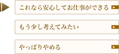 →これなら安心してお仕事ができる もう少し考えてみたい やっぱりやめる